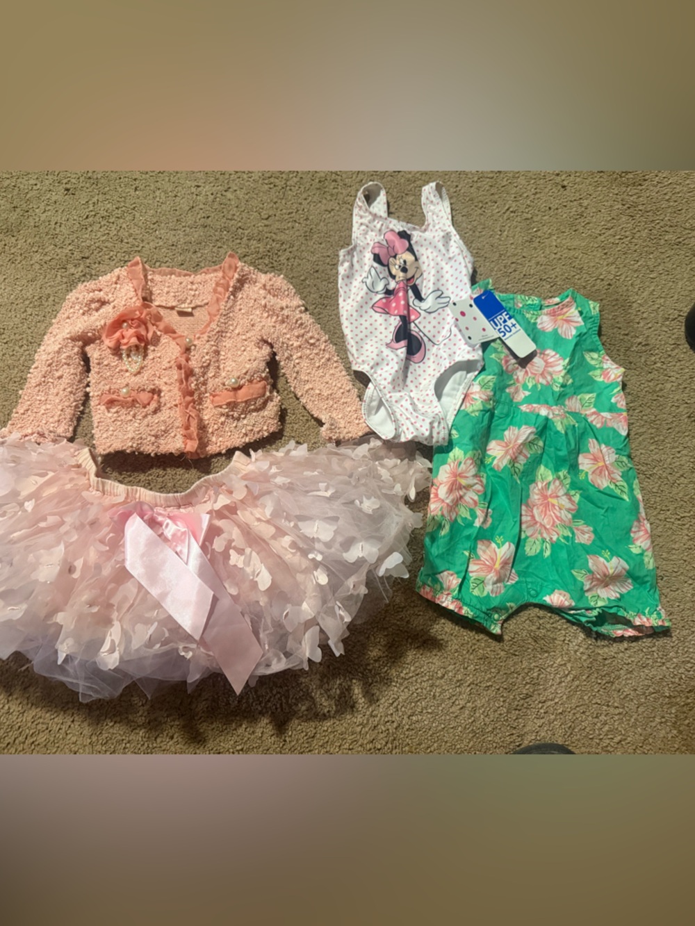 Girls Pink Tulle Tutu Skirt with Light Pink Bouclé Jacket